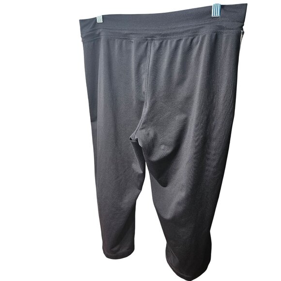 Adidas Womens Black Capri Athletic Pants With White Stripes Size M - Picture 7 of 7